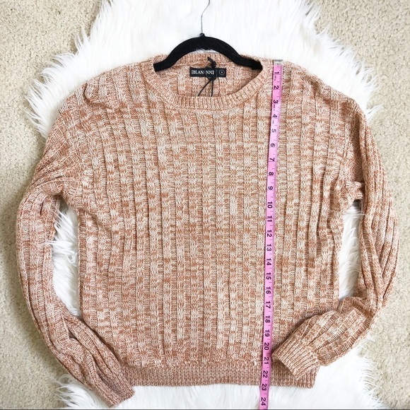 New Blank NYC Heather Ribbed Crew Neck Knit Sweater in Toffee - Picture 11 of 12